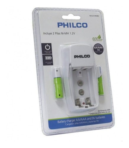 Cargador De Pila Philco Aaa/aa/9v + 2 Pilas Aa 2700 Mah