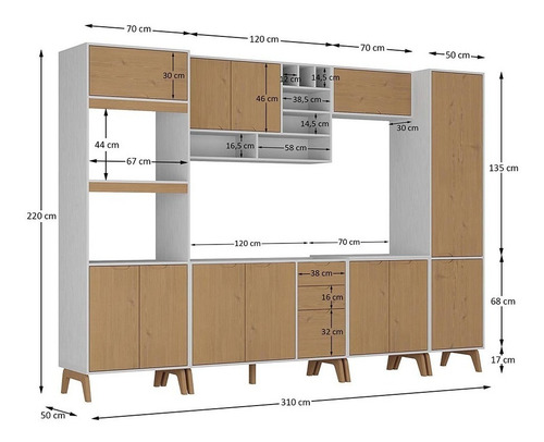 Imagen 5 de 8 de Mueble De Cocina Bajo Mesada + Aereos + Alacena Madera V Lcm