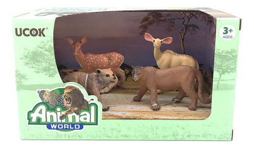 Playsets Animal world cachorros oso puma antílope x 2  pack