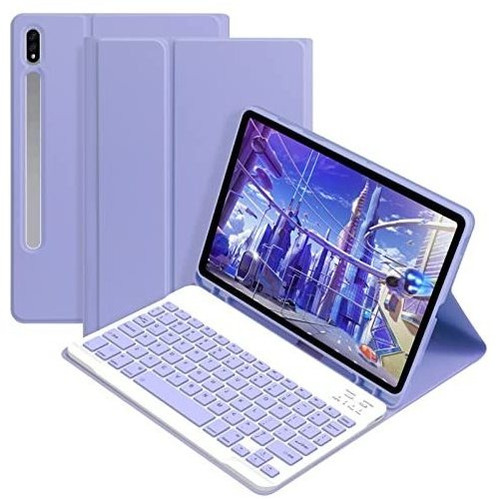 Funda Con Teclado Para Galaxy Tab S8 /s7 Sm X700 X706 Lila