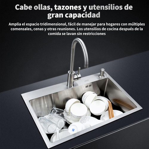 Combo Lavaplatos Simple 68x45x20 Acero Inoxidable Con Grifo