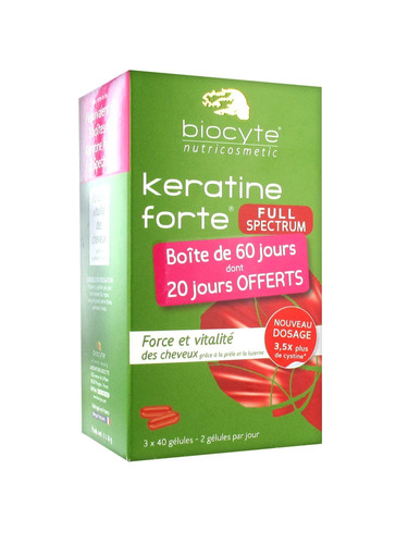 Biocyte Keratine Forte Espectro Completo De 3 X 40 Cápsulas