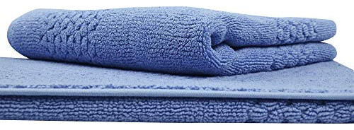 Juego De 2 Alfombras De Baño 100% Algodón Azul Oscuro