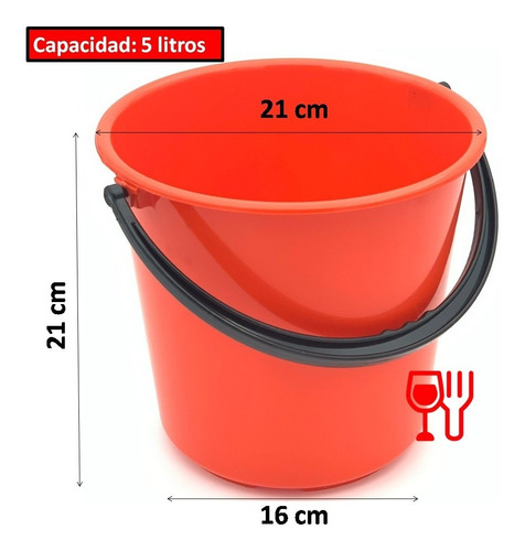 Cubeta 5 Litros Plástico Polipropileno Graduada Colores