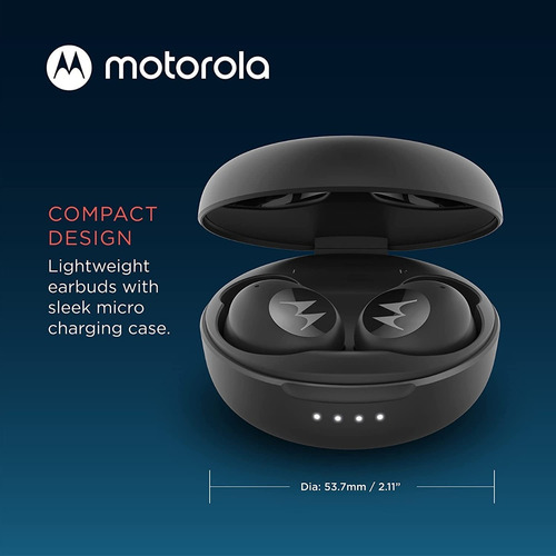 Auricular in-ear gamer inalámbrico Motorola Moto Buds 150 negro con luz LED