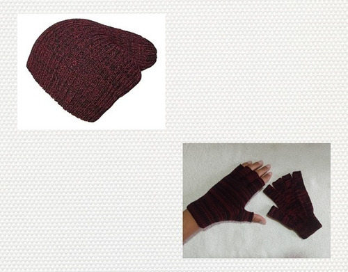 Gorro Tuka Gomelo En Lana Unisex + Guantes Dedos Libres