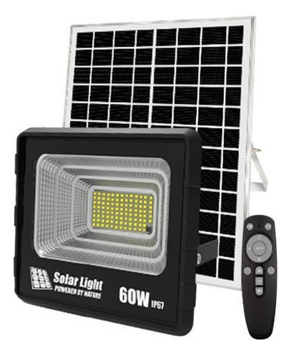 Foco Exterior Led 60w Con Panel Solar Patio Jardin Diginet