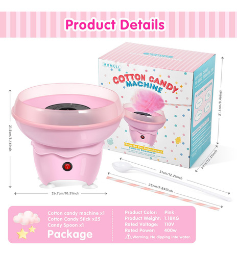 Máquina De Algodón De Azúcar Vintage Rosa Ideal Para Niños