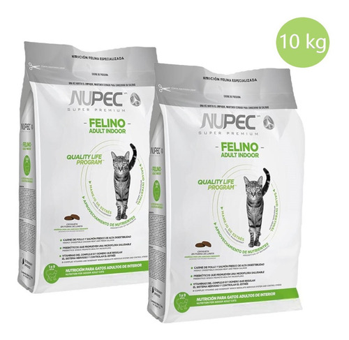 2 Costales Croquetas Gato Nupec Indoor 5kg 