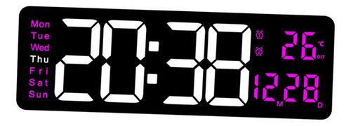 . Reloj De Pared Digital, Luz Nocturna Colorida, Control