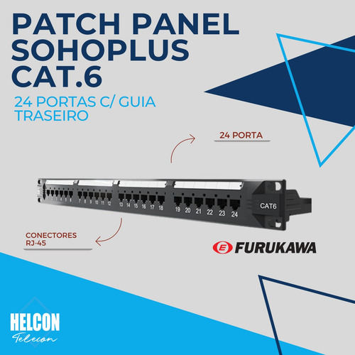 Patch Panel Cat6 24 Portas Furukawa C Guia Traseiro T568a/b