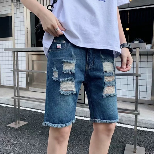 Short Hombre Bermuda De Mezclilla Casual Azul Pantalón Corto
