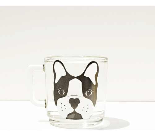 Taza Vidrio Templado Perro Bulldog Dog Acabajo