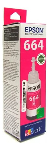 Botella De Tinta Epson T664, Magenta, Para Epson L200, 70ml