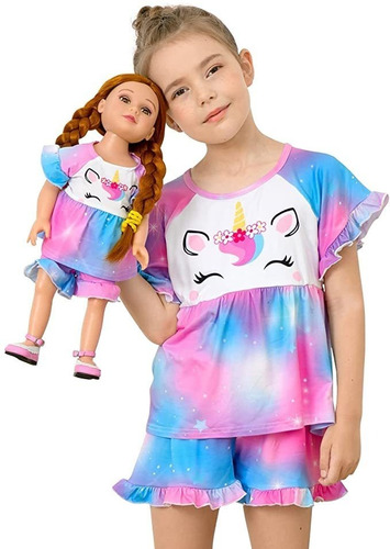 Pijamas A Juego Para Niñas Y Muñecas, Ropa De Unicornio P.