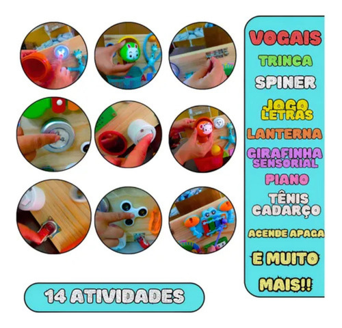 Kit Painel E Cubo Sensorial Atividades Montessori Bebê Tea