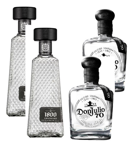 Pack 2 Tequila Don Julio 70 700ml + 2 1800 Cristalino 700ml