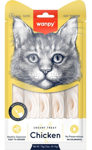 Wanpy Creamy Pollo Para Gatos - 5 Tubos