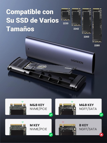 Ugreen 90264 Carcasa Ssd M.2 Usb 3.1 Hasta 2tb