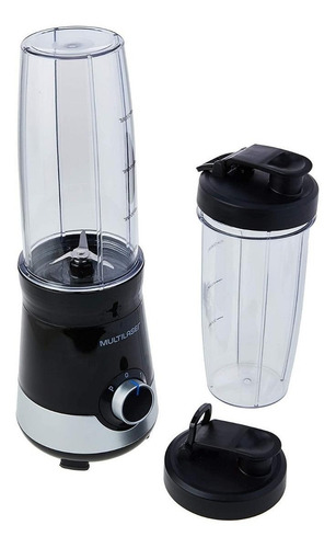 Imagen 2 de 5 de Licuadora portátil Multilaser Shake 800 mL negra y plata con jarra de plástico 220V