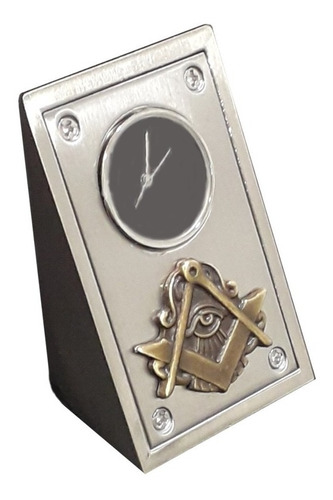 Reloj De Escritorio Masonico Pisa Papeles Macizo Acero Inox