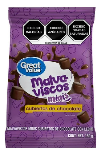 Malvaviscos Minis Great Value Cubiertos De Chocolate Con Leche 130 G