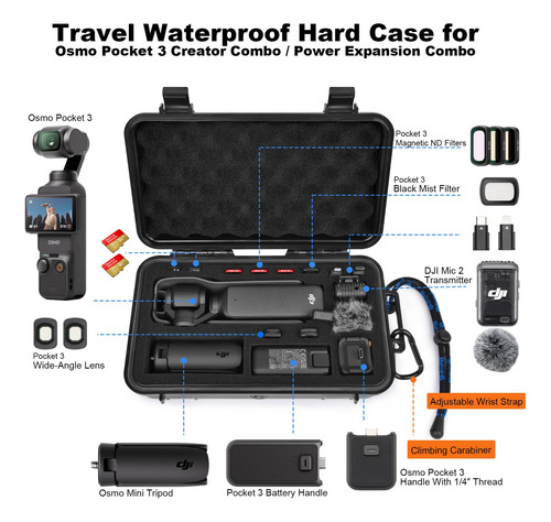 Funda Rígida Impermeable Para Dji Osmo Pocket 3 Con Accesori