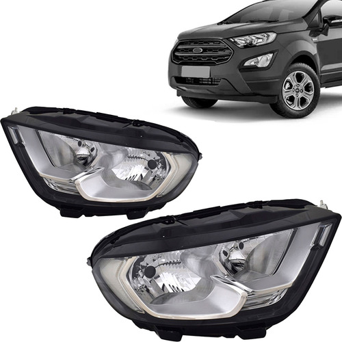 Par Farol Ecosport 18 19 20 21 Elétrico Motor Friso Cromado