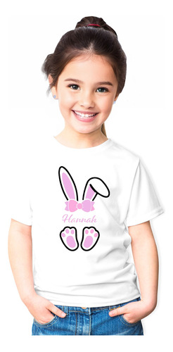 Polera Diseño Conejito Pascua Personalizado Easter Niña Niño
