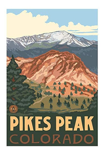 Pikes Peak Colorado Giclee Art Print Poster From Original Tr