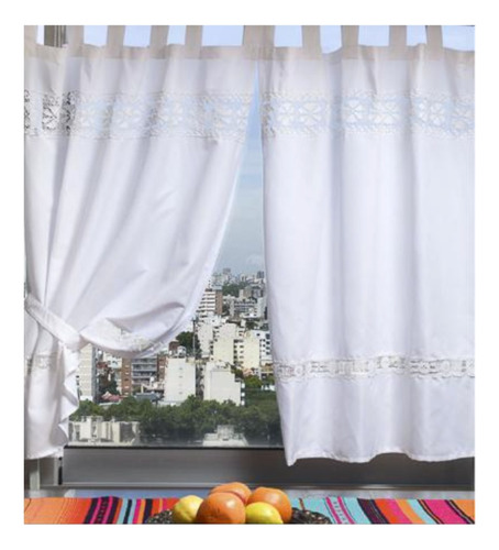 Imagen 2 de 10 de Cortina De Cocina Con Puntilla, 120x125 Cm