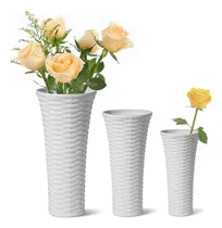 Comprar Comsaf Juego De 3 Floreros De Cerámica Blanca, Florero De Po