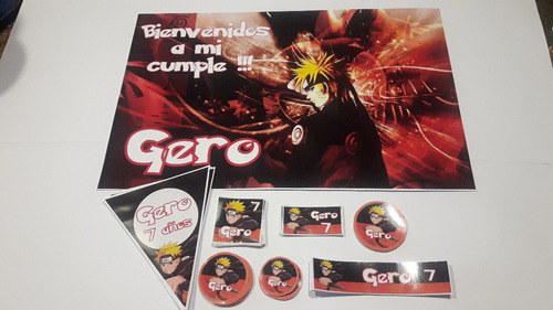 Naruto Kit Cumple Cartel Stickers Cartel Banderines Candy