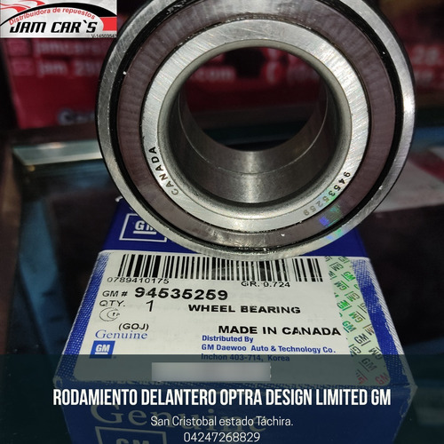 Rodamiento Rueda Delantera Optra Design Limited Orinoco Gm