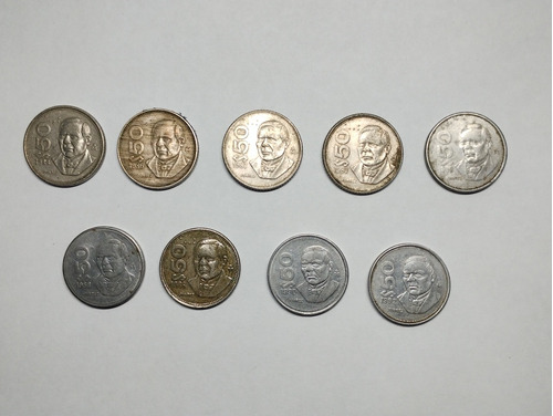Lote De Monedas 50 Pesos Benito Juárez 1984 A 1992