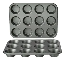 Comprar Basics Gris 2 Pzs Antiadherente Acero Carbono Molde Muffins