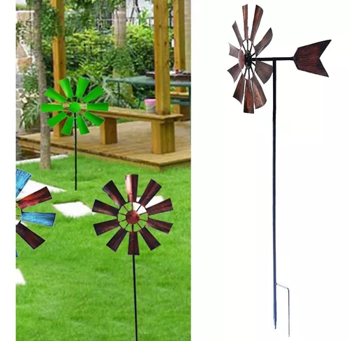 Moinho de vento para jardim de 2,4 m da Morcoe, Vane de metal resistente  para quintal, moinho de vento ornamental resistente ao clima no quintal,  verde
