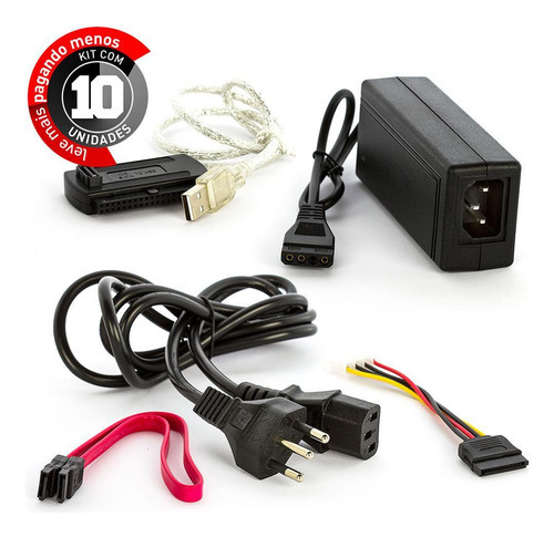 Adaptador Ide Sata 3 Em 1 - Kit Com 10