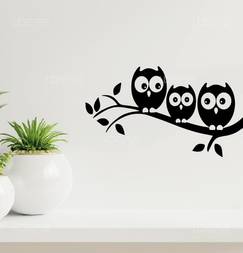 Vinilo Decorativo Búho Rama Árboles Sticker De Pared