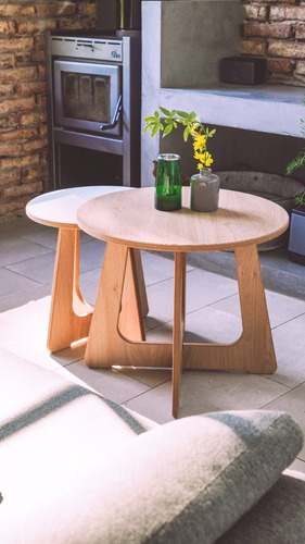 Imagen 2 de 4 de Mesa Ratona Redonda 50x60x60 Mdf Enchapado / Envío Gratis