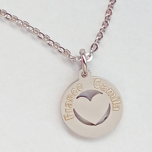 Dije Personalizado Acero Quirúrgico Arbol Corazón Nombre Con Cadena Soga. Grabado Incluído