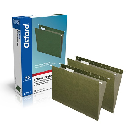 Folder Papel Oficio Pendaflex Colgante Color Verde C/25 Pzs