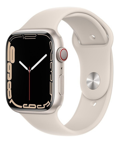 Apple Watch Series 7 (GPS + Cellular, 45mm) - Caja de aluminio color blanco estelar - Correa deportiva blanco estelar