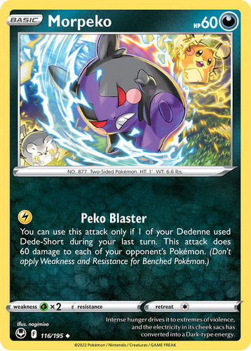 Morpeko 116/195 Pokemon Card Silver Tempest Sword & Shield