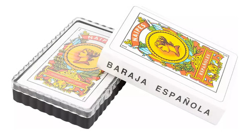 Cartas Españolas Plastificadas 50 Naipes Caja Acrílica Truco Reverso Multiple Idioma Castellano Personaje Truco Espanolas