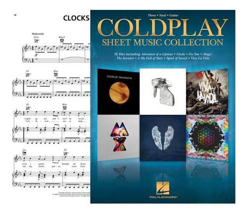 Partitura Piano Coldplay Music Collection Digital Oficial 2018 Pvg 32 Songs