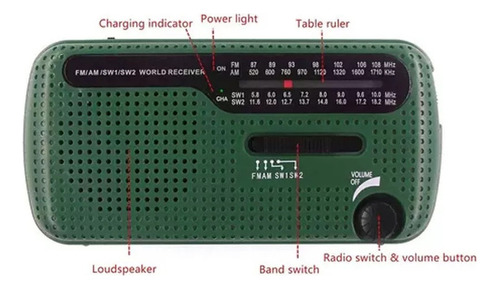 Rádio De Emergência Portátil Am E Fm Hand Crank Solar Radio