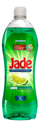 Jabon Lavatrastes Liquido Arrancagrasa 1 Litro Jade Limon Trastes / Lavavajillas / Biodegradable / Suave con las manos