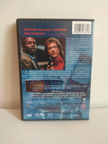 Arma Mortal 1 Mel Gibson Pelicula Dvd