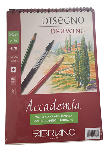 Libreta Fabriano A4 Drawing 21*29.7cm 200g 30hjs Academia